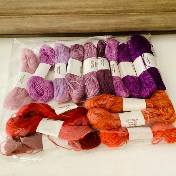 Appleton Yarn of London Wool Needlepoint Tapestry Thread Lot of 16 Purple Orange - Picture 1 of 11